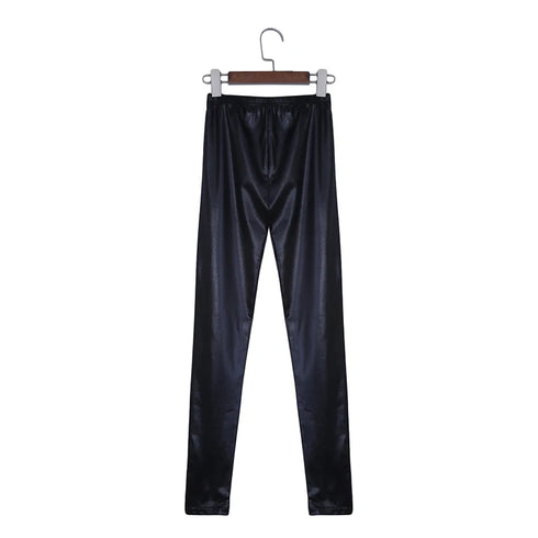 Plus Size Women Shiny Black Legging High Waist Push Up Trousers