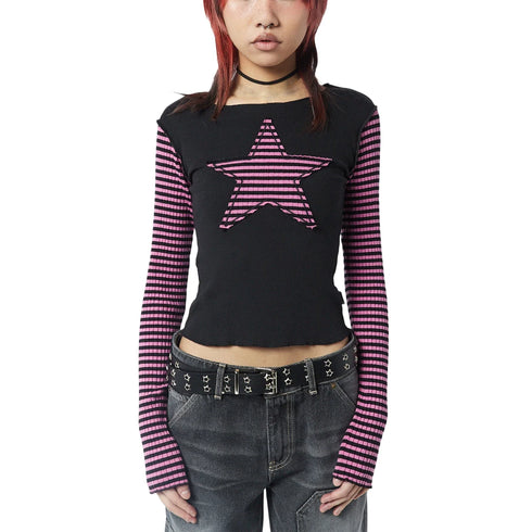 Women's Star Print Long Sleeve Casual T-Shirt