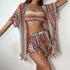 4-Piece High Waisted Bikini Set with Kimono