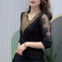 Casual Long Sleeve V-Neck Lace Patchwork Blouse