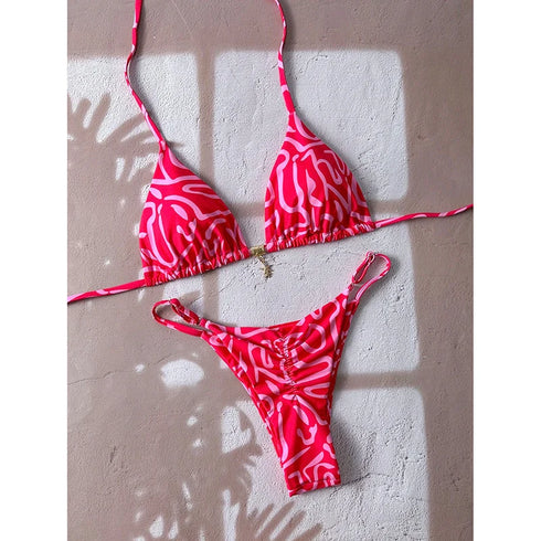 Leopard Print Push Up Bikini Set for Women