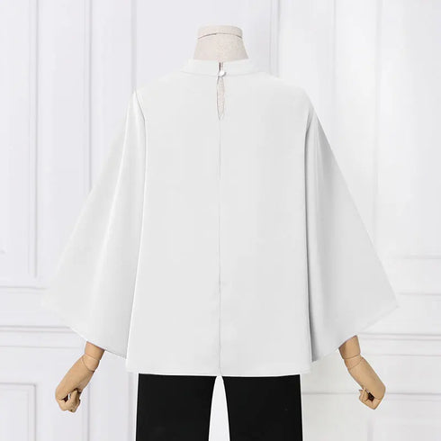 VONDA Women Fashion Blouse 2024 Elegant Autumn Tunic Tops Casual Stand Collar 3/4 Flare Sleeve Office Shirts Oversized Blusas