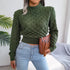 Hollow Out Long Sleeve Knitted Crop Top in Grey and Khaki
