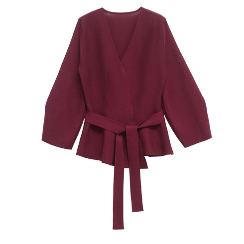 V-Neck Shoulder Pad Knit Blazer for Women