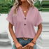Casual Short Sleeve V-Neck Blouse for Women