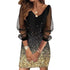Autumn V-neck Heart Print Butterfly Long Sleeve Dress