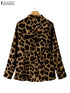 ZANZEA Leopard Print Lightweight Blazer for Women
