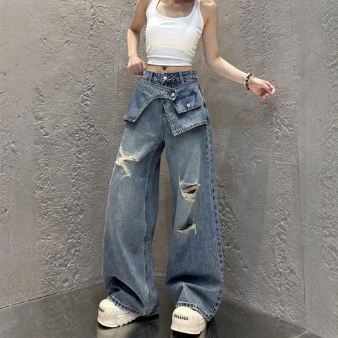 Chic Wide Leg Denim Jeans for Women