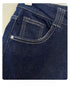 High Waisted Wide Leg Denim Trousers in Navy Blue