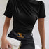 Chic Turtleneck Slim Fit Short Sleeve Top - Perfect Spring & Summer Essential for Women