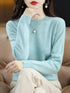 100% Merino Wool O-Neck Sweater for Women