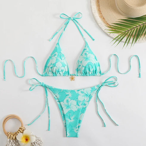 Floral Print Micro Bikini Set for Women