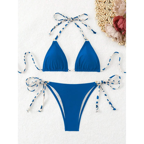Halter Neck Micro Thong Bikini Set