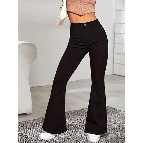 High Waist Black Flare Jeans for Women