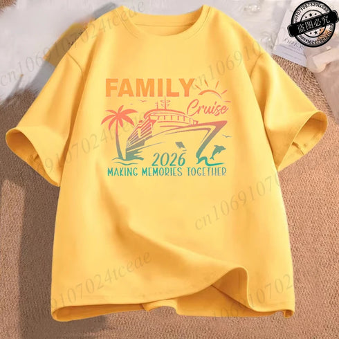 Bestie Vacation T-Shirts Personalized Family Cruise 2026 Matching Shirts Casual Short Sleeve Tees for Family Group Matching Tops