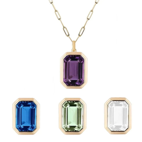 Retro Hip-hop Multicolour Crystal Pendant Necklace for Women