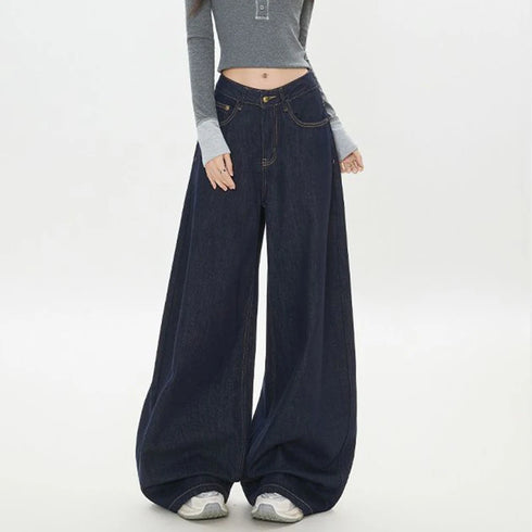 Girls High Waist Wide Leg Denim Jeans in Blue