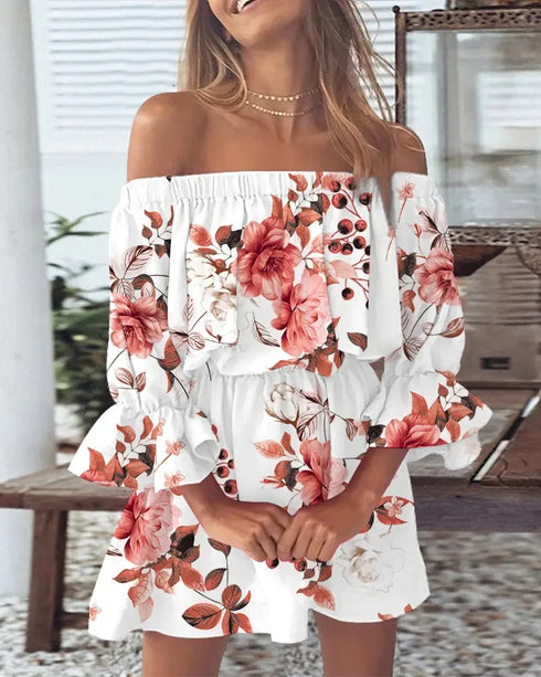 Women’s Off Shoulder Floral Blouse - Boho Summer Top