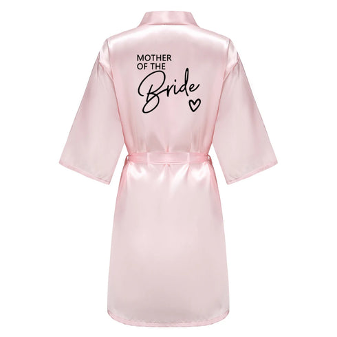 Team Bride Satin Robe with Black Letters