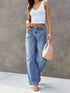 Women's Light Blue Wide Leg Straight-Leg Jeans