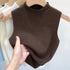 Chic Women's Sleeveless Cropped Tank Top - Half-Turtleneck