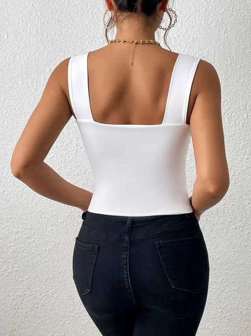 Square Neck Sleeveless Summer Crop Top