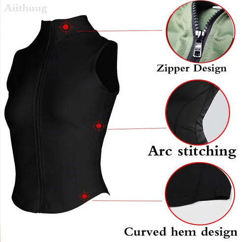Aiithuug Athletic Zip Up Sleeveless Sweat Vest Jacket