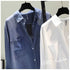 Casual Long Sleeve Blouse with Double Pockets