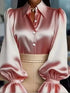 Elegant Satin Blouse with Ruffled Cuff Sleeves