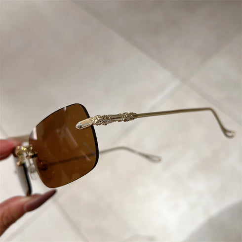 Rimless Rectangle Sunglasses for Men and Women