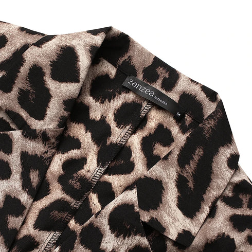 ZANZEA Leopard Print Lightweight Blazer for Women