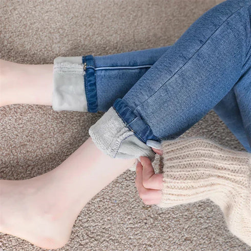 High Waist Thermal Denim Jeans for Women