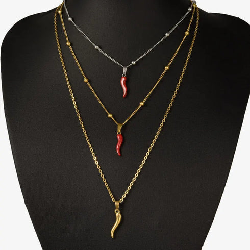 Stainless Steel Hot Pepper Pendant Necklace for Women