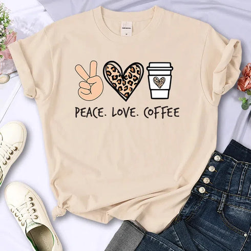 Peace Love Coffee Graphic T-Shirt for Women