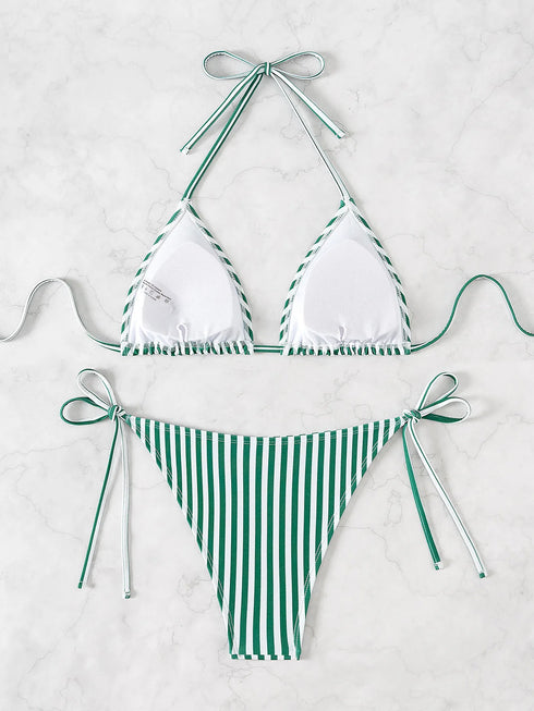 Floral Print Triangle Bikini Set with Brazilian Bottoms