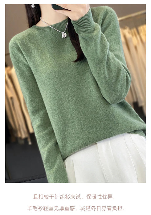 100% Merino Wool Long Sleeve Sweater for Women