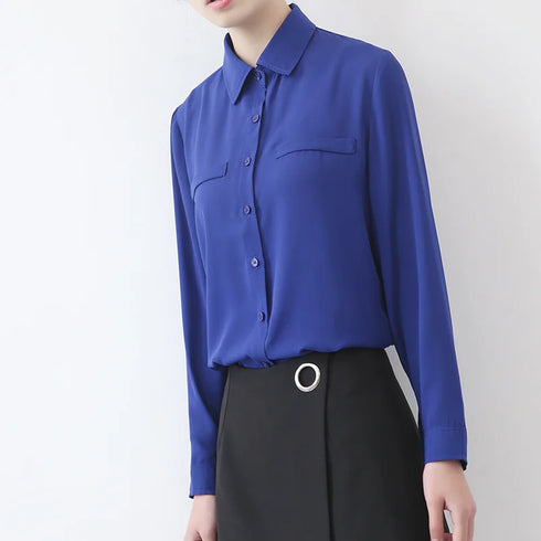 Simple Solid Color Loose Women's Chiffon Shirt Tops 2023 New Long Sleeve Casual Elegance Woman Blouses Lady Office Shirt Clothes