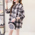 Loose Fit Cotton Plaid Shirt for Women