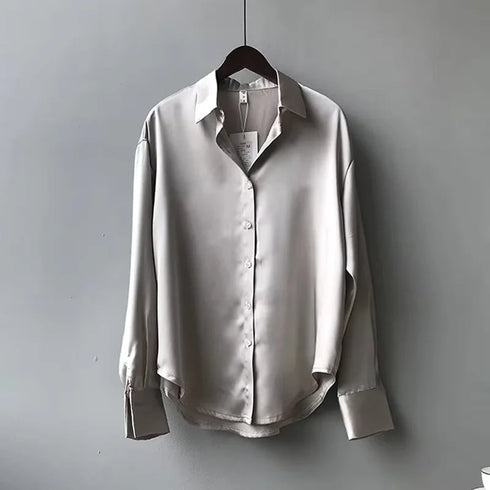 Elegant Turn-Down Collar Blouse for Women