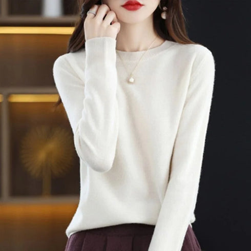 Women's O-Neck Casual Knit Pullover Sweater
