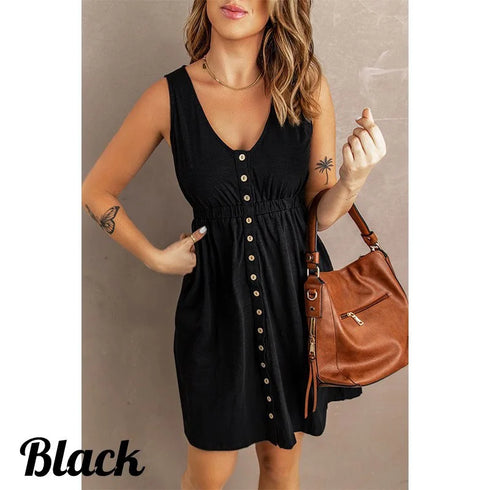 Womens Summer Sleeveless Button Down Dress