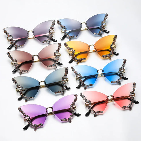 Diamond Butterfly Sunglasses with UV400 Protection