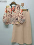 ZANZEA Autumn Floral Printed Blouse and Wide Leg Trousers Set