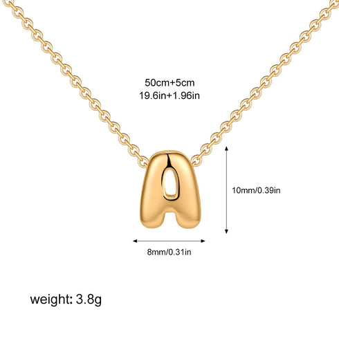 3D Bubble Initial A-Z Mini Necklace - Gold Plated