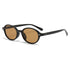 Retro Small Oval Sunglasses with Rivet Detail