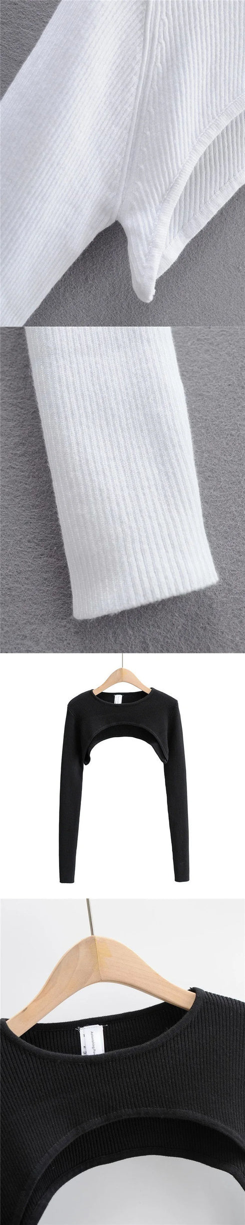 Long Sleeve O-Neck Crop Top for Women