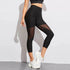 Black Patchwork Mesh Leggings for Women