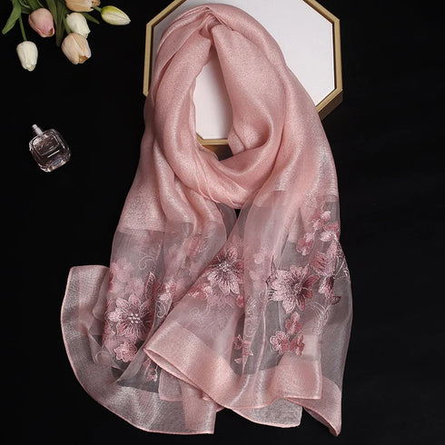 Luxury Silk Floral Shawl Scarf for Women