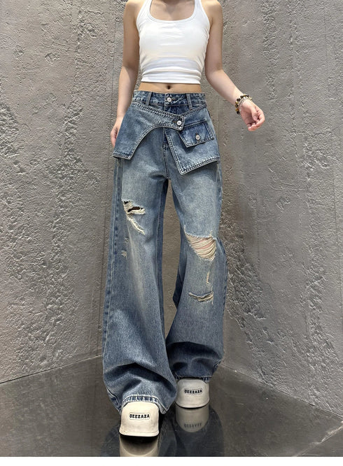 Chic Wide Leg Denim Jeans for Women