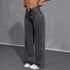 High Waist Loose Wide Leg Jeans in Ash Gray